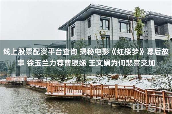 线上股票配资平台查询 揭秘电影《红楼梦》幕后故事 徐玉兰力荐曹银娣 王文娟为何悲喜交加