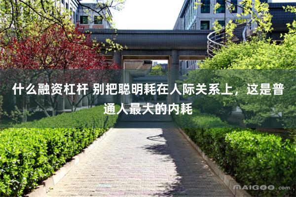 什么融资杠杆 别把聪明耗在人际关系上，这是普通人最大的内耗