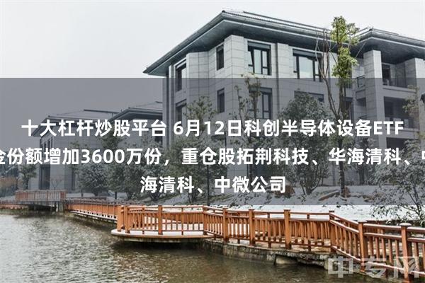 十大杠杆炒股平台 6月12日科创半导体设备ETF鹏华基金份额增加3600万份，重仓股拓荆科技、华海清科、中微公司