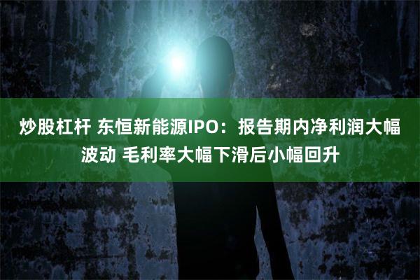 炒股杠杆 东恒新能源IPO：报告期内净利润大幅波动 毛利率大幅下滑后小幅回升