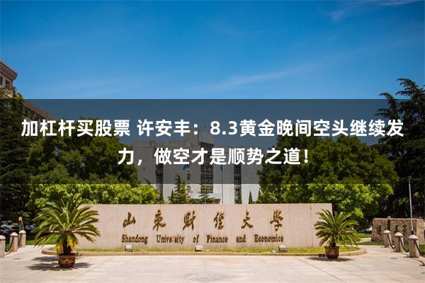 加杠杆买股票 许安丰:8.3黄金晚间空头继续发力,做空才是顺势之道!
